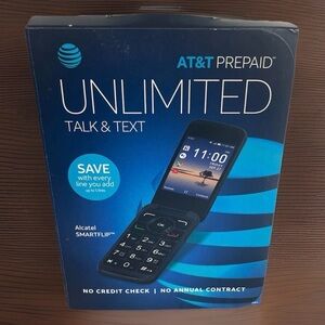 AT&T Prepaid Alcatel SMARTFLIP 4052R 4GB Volcano Black 4G LTE Flip Phone - NEW